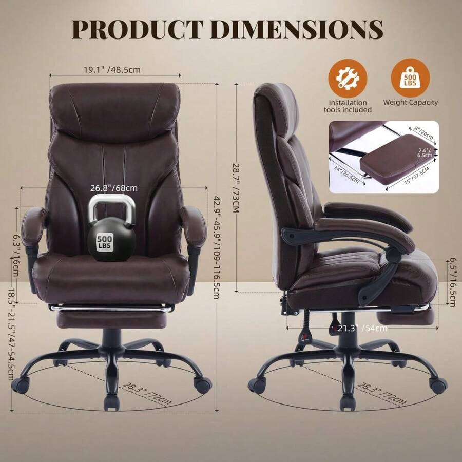 Ergonomic Office Chair - Bureaustoel, hoge computerstoel, ergonomische bureaustoel van