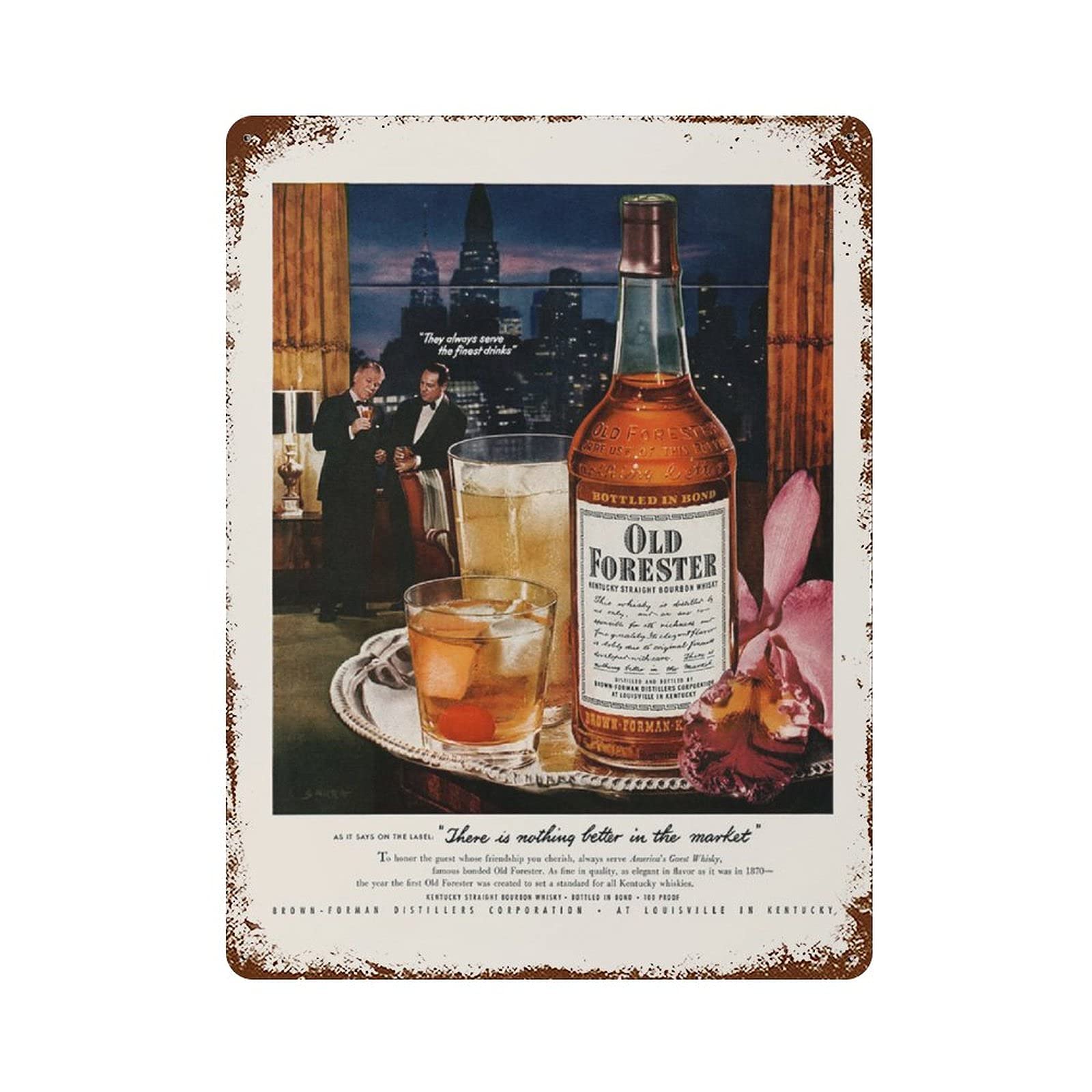 Home Office Or - Metalen blikken bord, vintage bourbon -